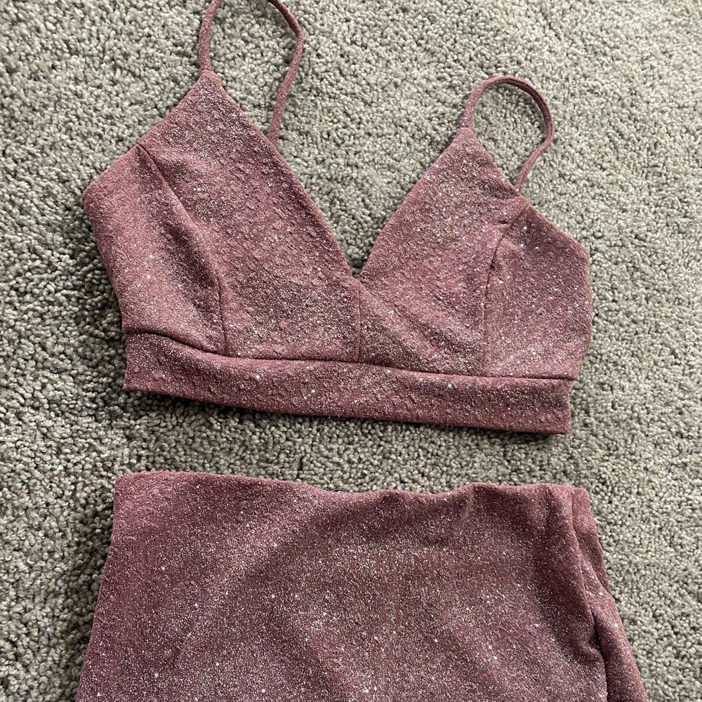 Sparkle purple 2 piece dress. Glitter on dress.